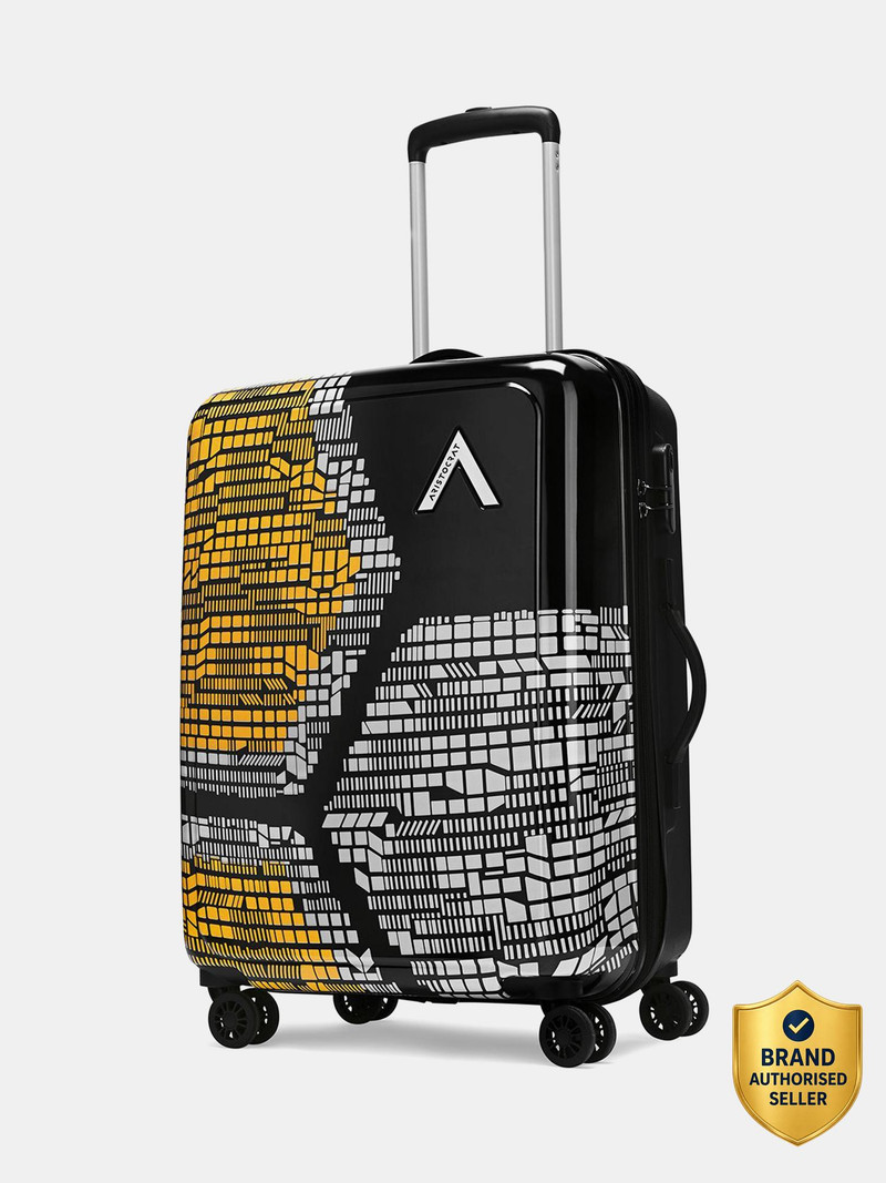 ARISTOCRAT Medium Check-in Suitcase (64 cm) 8 Wheels - Bruce Check-in Trolley Bag, Hard Luggage, 8-Wheel Suitcase with Combination Lock - Orange
