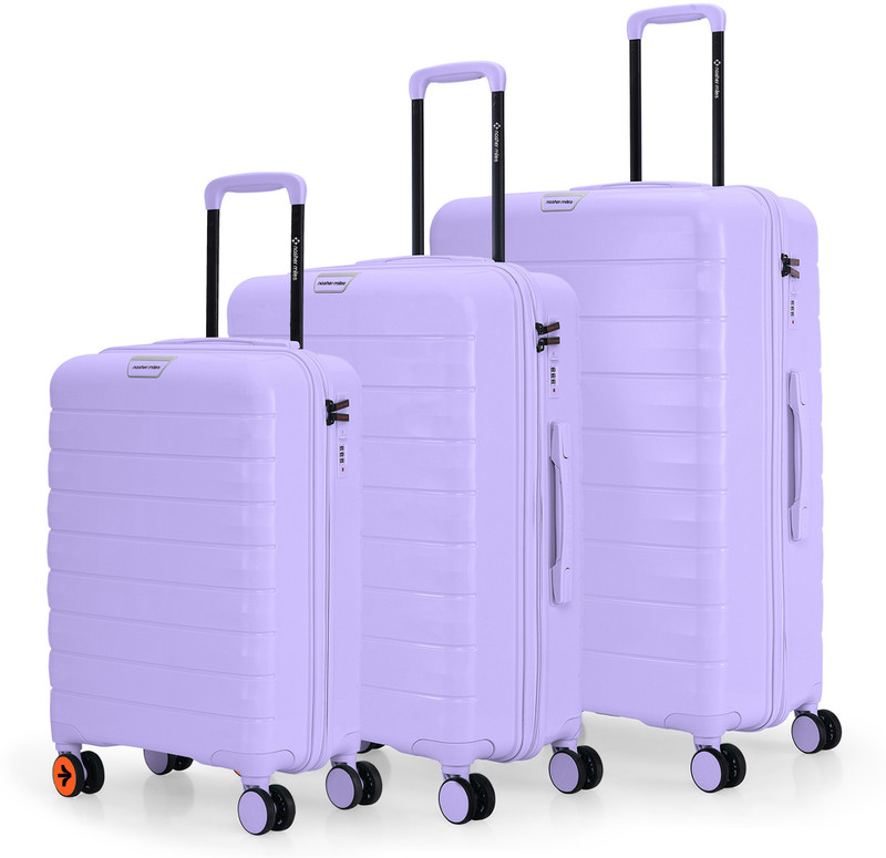 Nasher Miles NASHER MILES Hard Body Set of 3 Luggage 8 Wheels - Vienna Hard-Sided Polypropylene Luggage Set of 3 Purple Trolley Bag(55,65&75cm) - Purple