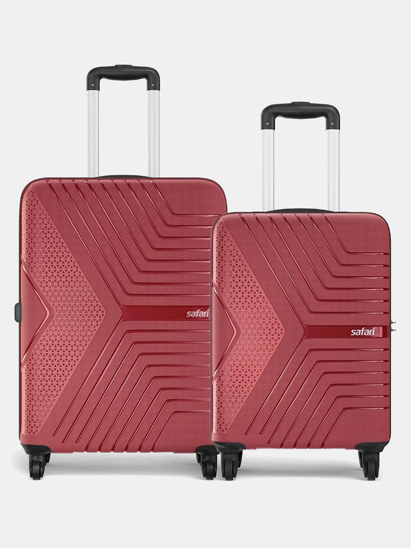 Safari SAFARI Hard Body Set of 2 Luggage 4 Wheels - ZENO Set of 2 (Small 55cm | Medium 66cm) 4W - Maroon
