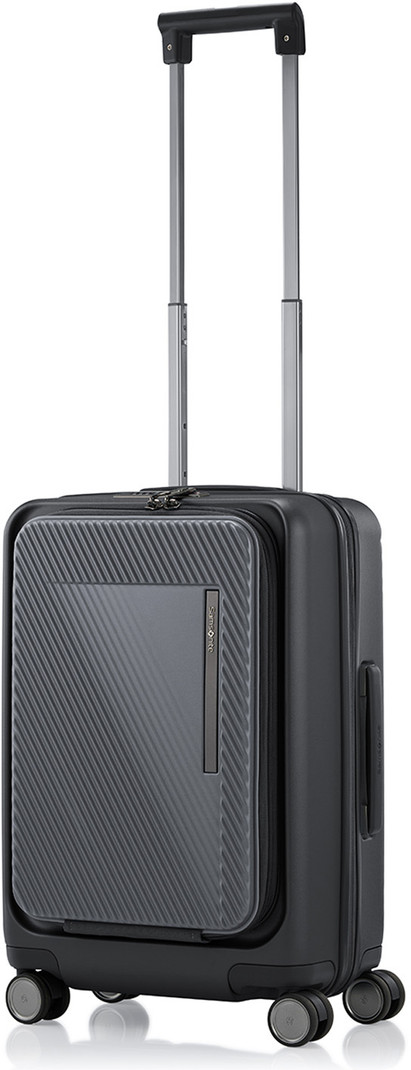 Samsonite SAMSONITE Small Cabin Suitcase (55 cm) 8 Wheels - Front Opening 55 Cms Polycarbonate Hardsided Small Cabin Trolley Bag - Grey