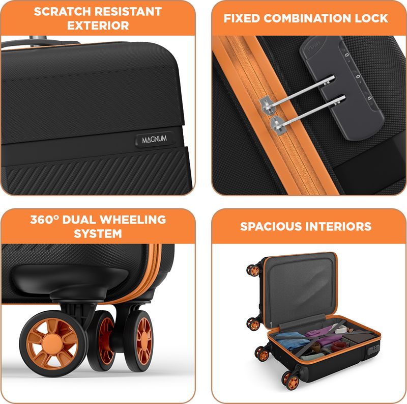 Magnum by Safari Fury 55 4W Black Tan Suitcase - Image 3