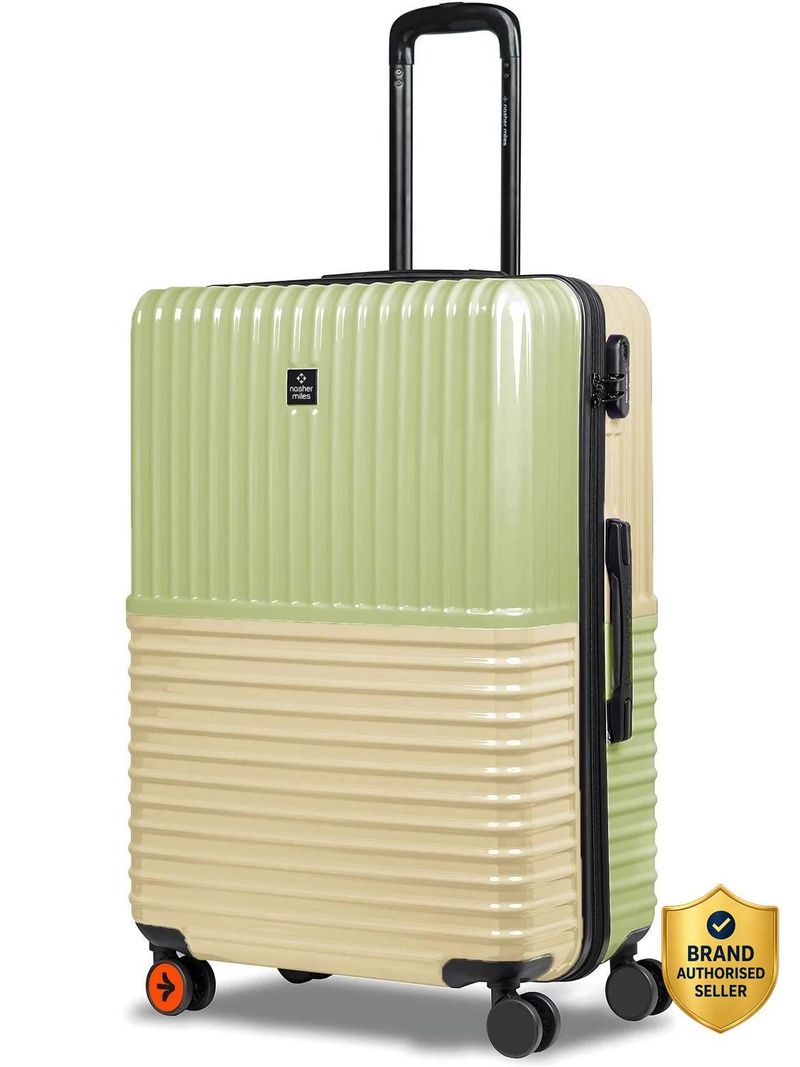 Nasher Miles NASHER MILES Large Check-in Suitcase (75 cm) 8 Wheels - Istanbul Hard-Sided ABS and PC CheckIn Luggage Green and Yellow 75cm Trolley Bag