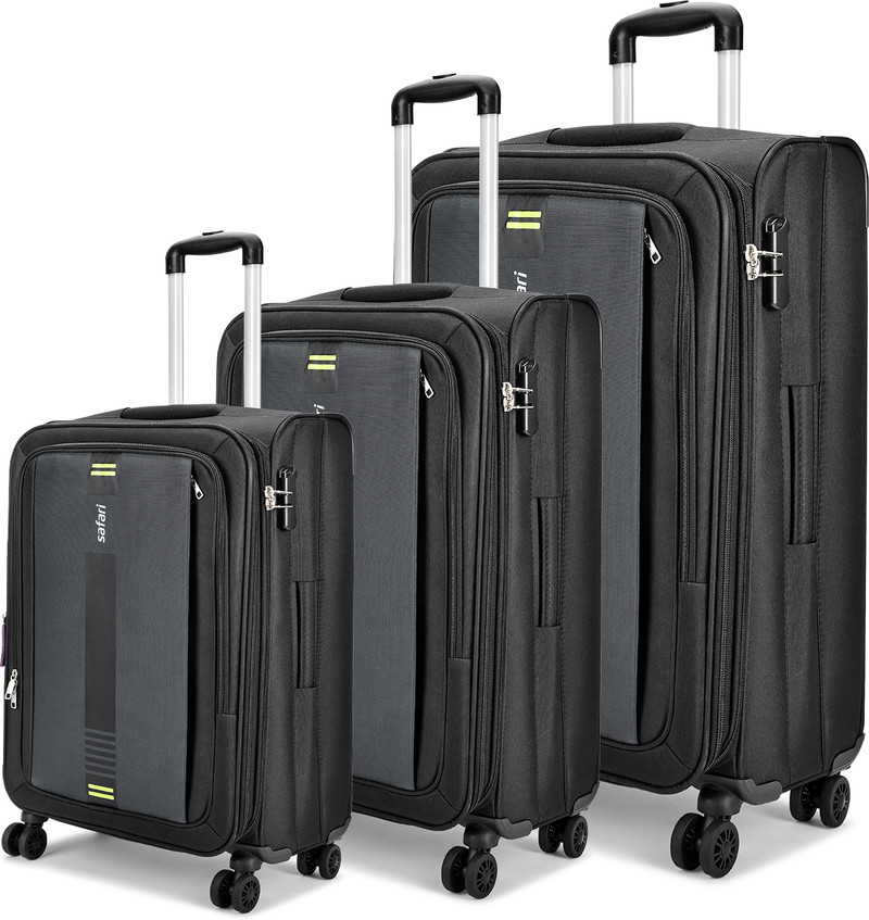 SAFARI GAMMA NEO 55/65/75 4W BLACK Expandable  Cabin & Check-in Set 8 Wheels - 30 Inches