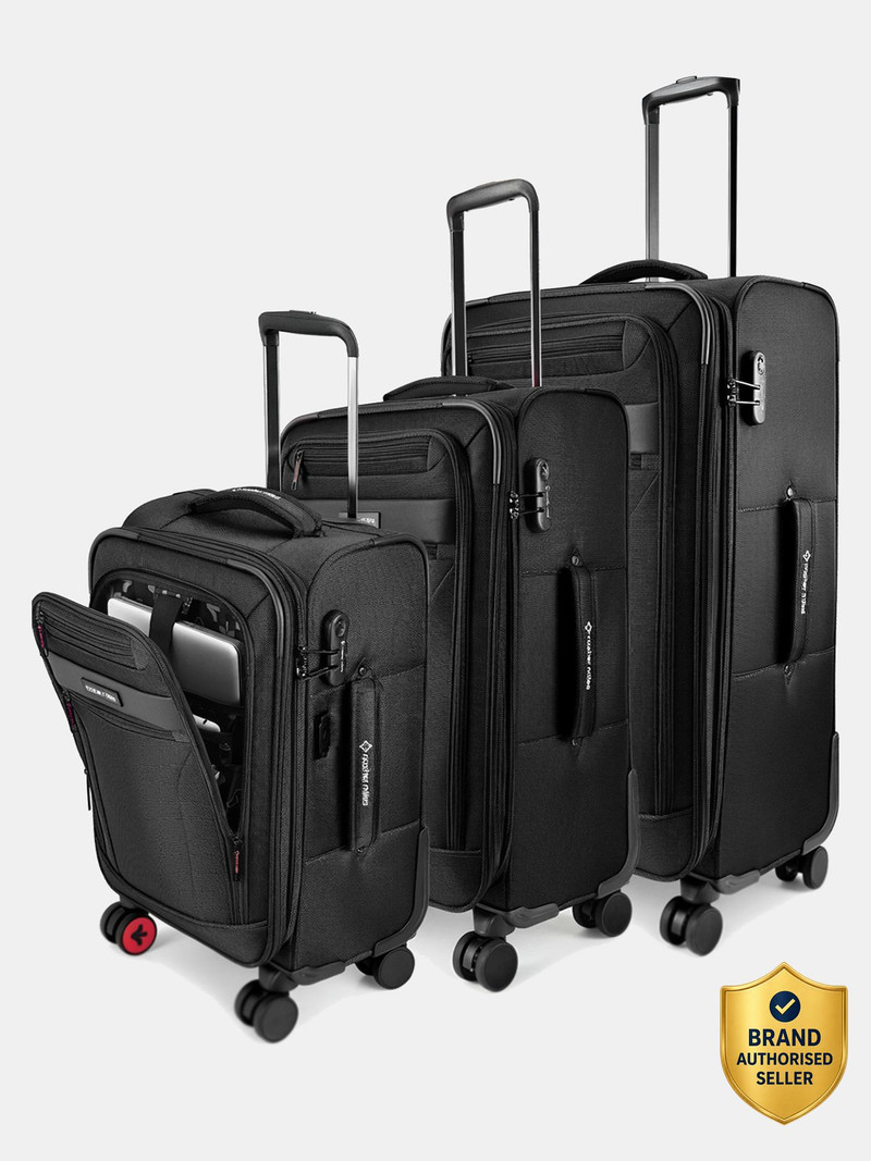 Nasher Miles NASHER MILES Berlin Expander Soft-Sided Polyester 55, 65 & 75 cm Small, Medium & Large Bags Expandable Check-in Suitcase 8 Wheels - 28 inch