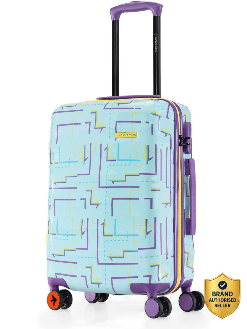 Nasher Miles NASHER MILES Small Cabin Suitcase (55 cm) 8 Wheels - Denver Hard-Sided Polycarbonate Cabin 20 Inch Light Blue Printed Trolley Bag - Blue, Multicolor