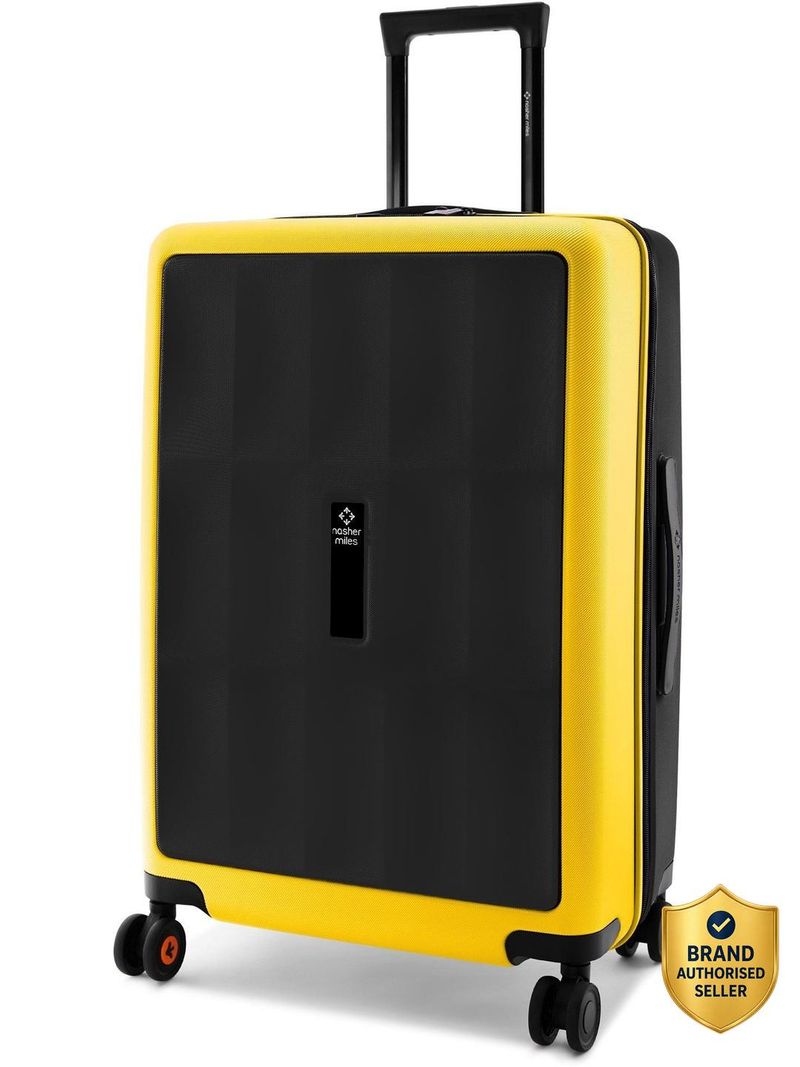 Nasher Miles NASHER MILES Zanzibar HardSide Polycarbonate Check-in Luggage Black Yellow 65cm Trolley Bag Check-in Suitcase 8 Wheels - 24 inch