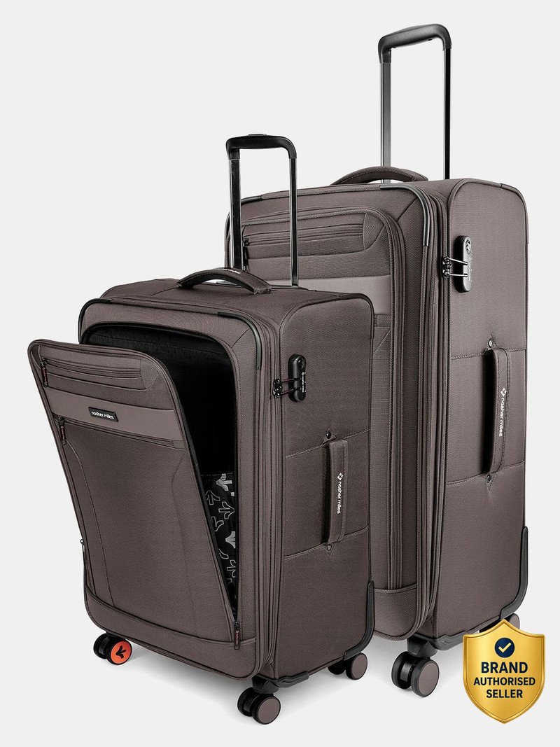 Nasher Miles NASHER MILES Berlin Expander Soft-Sided Polyester 65 & 75 cm Medium & Large Trolley Bags Expandable Check-in Suitcase 8 Wheels - 28 inch
