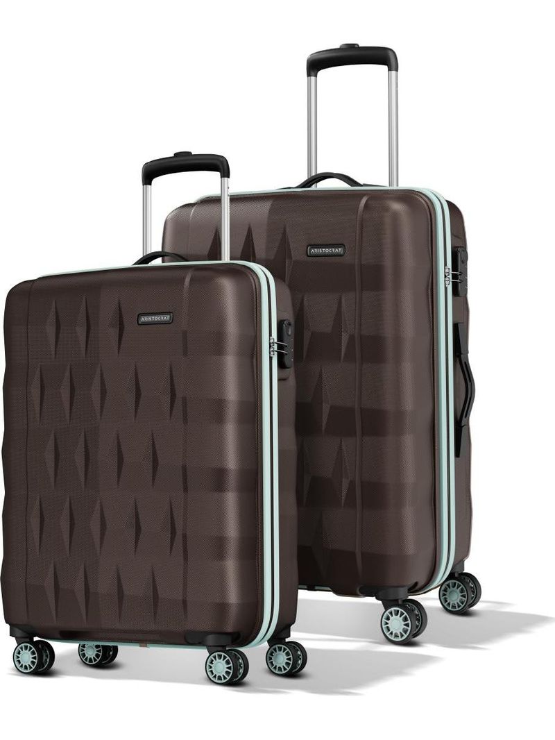 ARISTOCRAT Hard Body Luggage Set of 2, 8 Wheels, Brown - Image 2