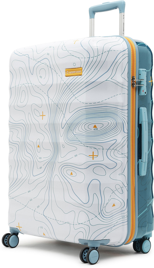 Uppercase Check-in Suitcase (75.5 cm) 8 Wheels - Topo Large Check-in 76cm Hardsided Trolley Bag, TSA Lock - Blue