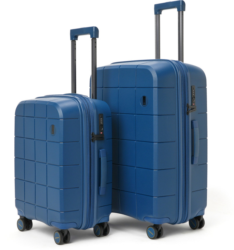 Mokobara Mokobara Hard Body Set of 2 Luggage 8 Wheels - The Hovercraft Expandable Luggage Set of 2 (Small 55cm | Medium 67cm) - Blue