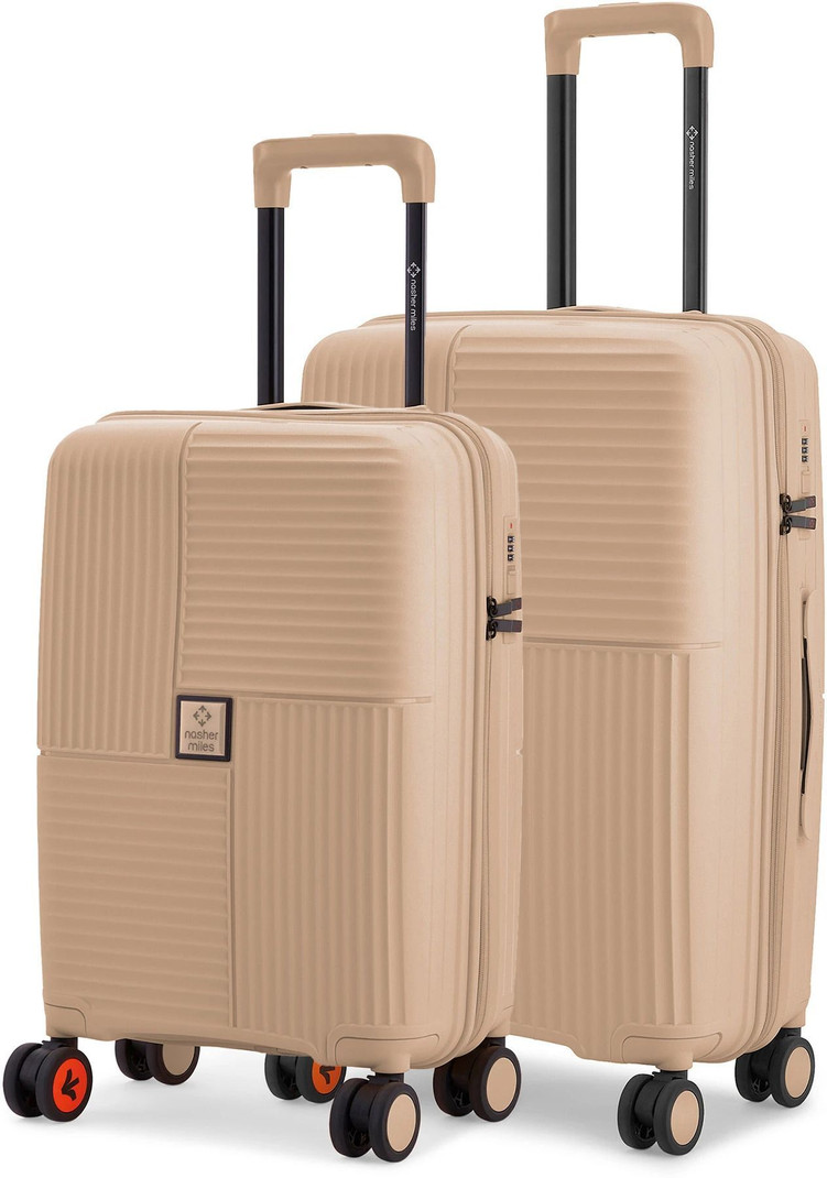 Nasher Miles NASHER MILES Hard Body Set of 2 Luggage 8 Wheels - Singapore Hard-Sided Polypropylene Set of 2 Champagne Trolley Bag(55&65cm) - Khaki