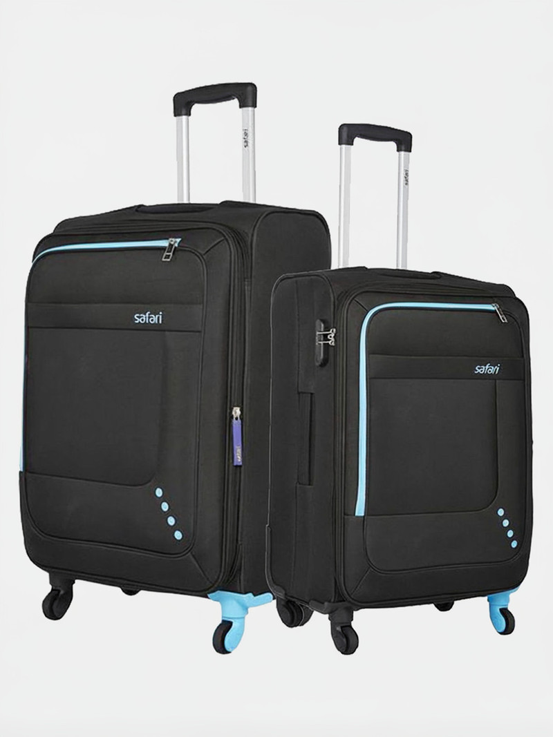 Safari SAFARI Soft Body Set of 2 Luggage 4 Wheels - STAR 2 (Small 56cm | Medium 65cm) - Black