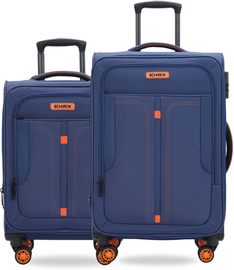 HRX HRX Soft Body Set of 2 Luggage 4 Wheels - Overdrive Spinner - Blue