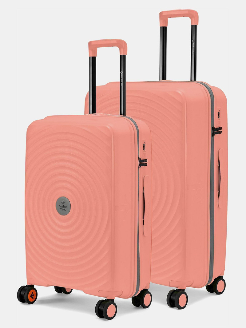 Nasher Miles NASHER MILES Hard Body Set of 2 Luggage 8 Wheels - Goa Polypropylene Hard-Sided Trolley Bags 65 & 75 cm Lightweight Durable - Beige