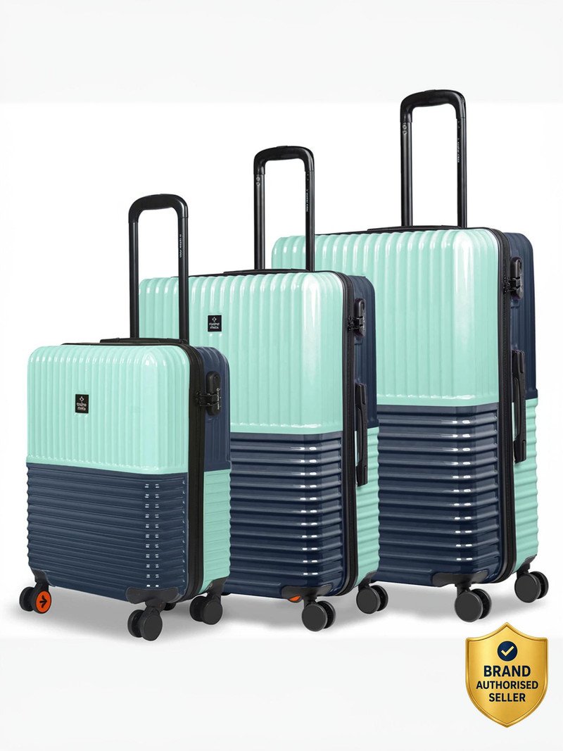 Nasher Miles NASHER MILES Istanbul Hard-sided Luggage Set of 3 Teal and Dark Blue (55, 65 & 75 Cm) Cabin & Check-in Set 8 Wheels - 28 inch