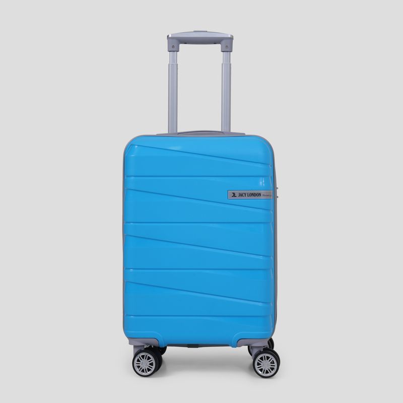 JACY LONDON Small Cabin Suitcase 8 Wheels Blue 55 cm - Image 3