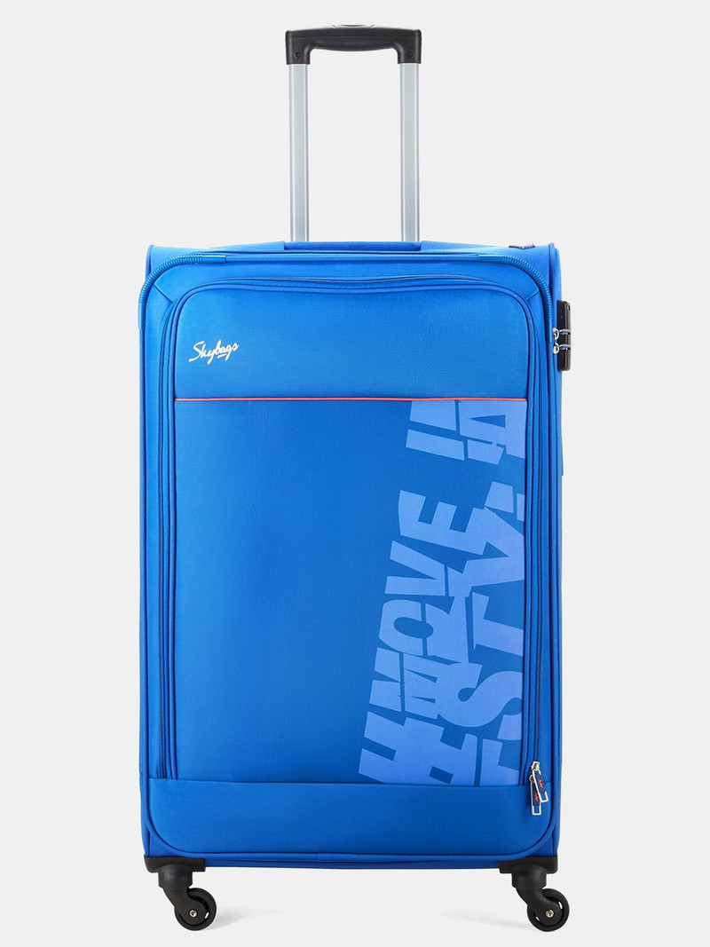Skybags Rhumba Polyester Softsided 69 Cm Medium Check-in Trendy Blue Trolley Expandable Check-in Suitcase 4 Wheels - 27 Inch