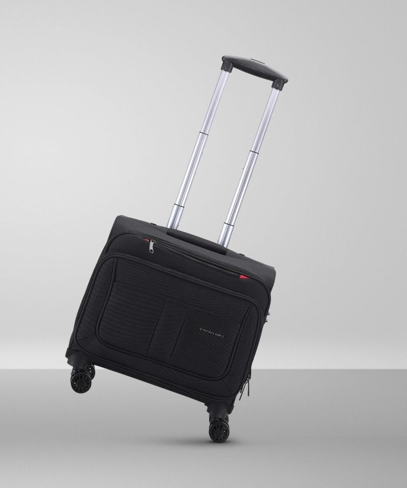 Nasher Miles NASHER MILES Small Cabin Suitcase (45 cm) 4 Wheels - Wall Street 2 Wheel Polyester 45 Liters Black Laptop TrolleyTravel Bag - Black