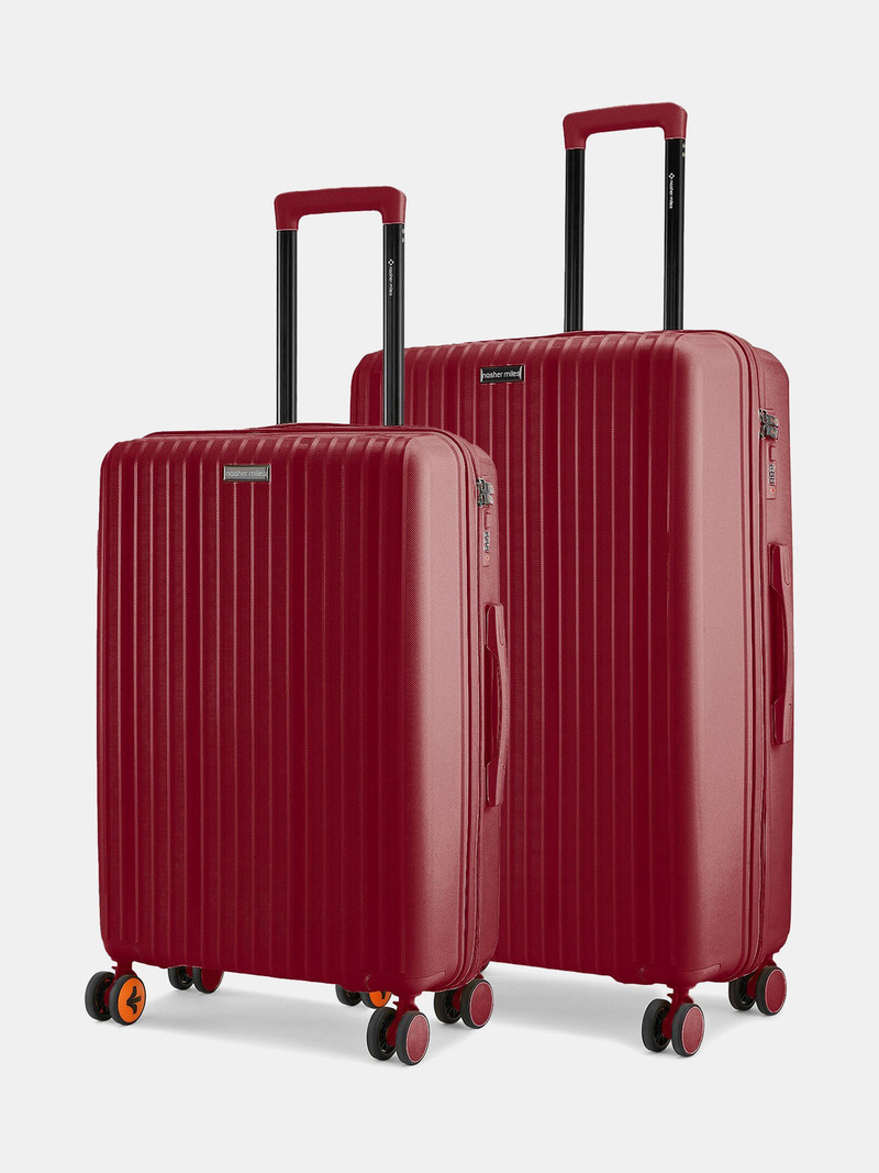 Nasher Miles NASHER MILES Hard Body Set of 2 Luggage 8 Wheels - Pondicherry Hardside Polypropylene Maroon Trolley (65 & 75 cm) - Red