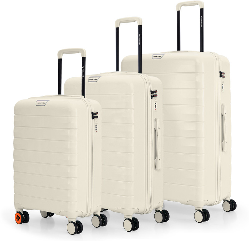Nasher Miles NASHER MILES Hard Body Set of 3 Luggage 8 Wheels - Vienna Hardside Polypropylene Set of 3 White Cream Trolley Bag(55,65&75cm) - White