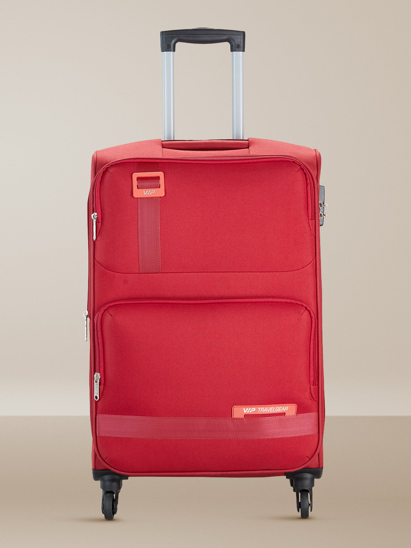 VIP VIP Soft Body Set of 2 Luggage 4 Wheels - Domina�Durable Polyester Soft sided Cabin size trolley with 45L duffle - Red