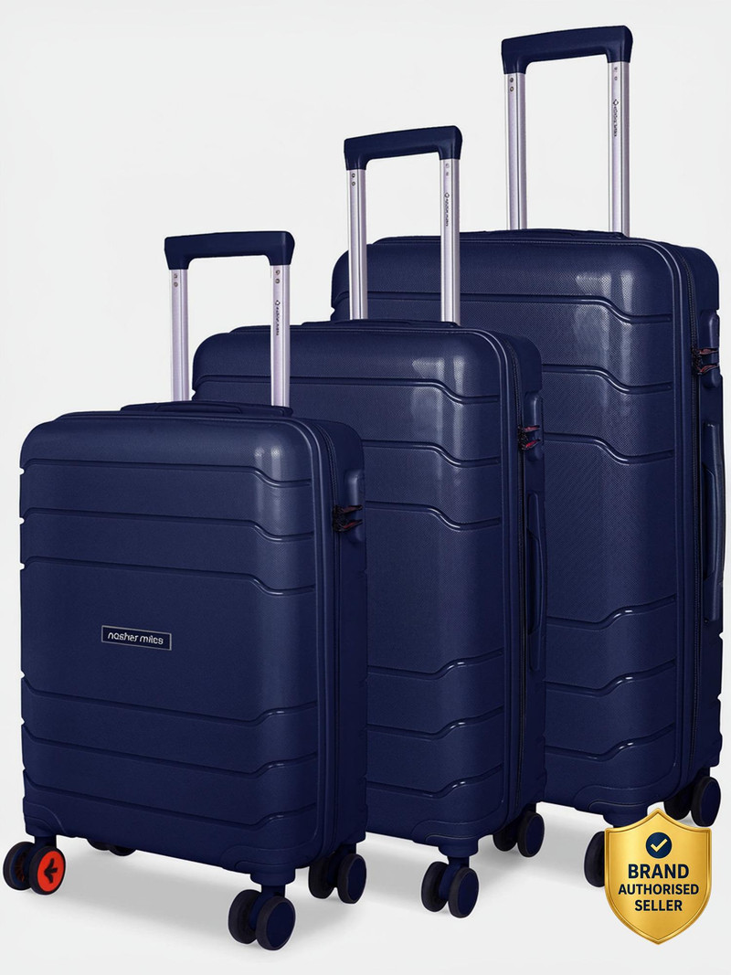 Nasher Miles NASHER MILES Lisbon Hard-Sided Polypropylene Trolley Bag Set 55 65 & 75 cm Durable Travel Cabin & Check-in Set 8 Wheels - 28 inch