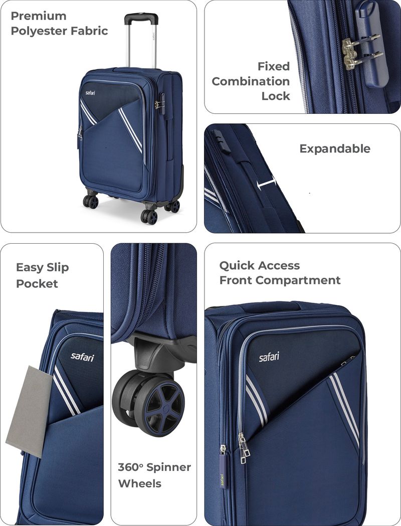 SAFARI Swift Neo 59 cm 8-Wheel Blue Cabin Suitcase - Image 6
