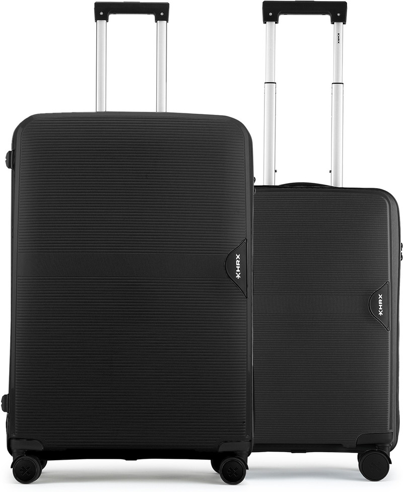 HRX HRX Hard Body Set of 2 Luggage 8 Wheels - Parabola (PP) Trolley-2Pc Set-Haileys Black