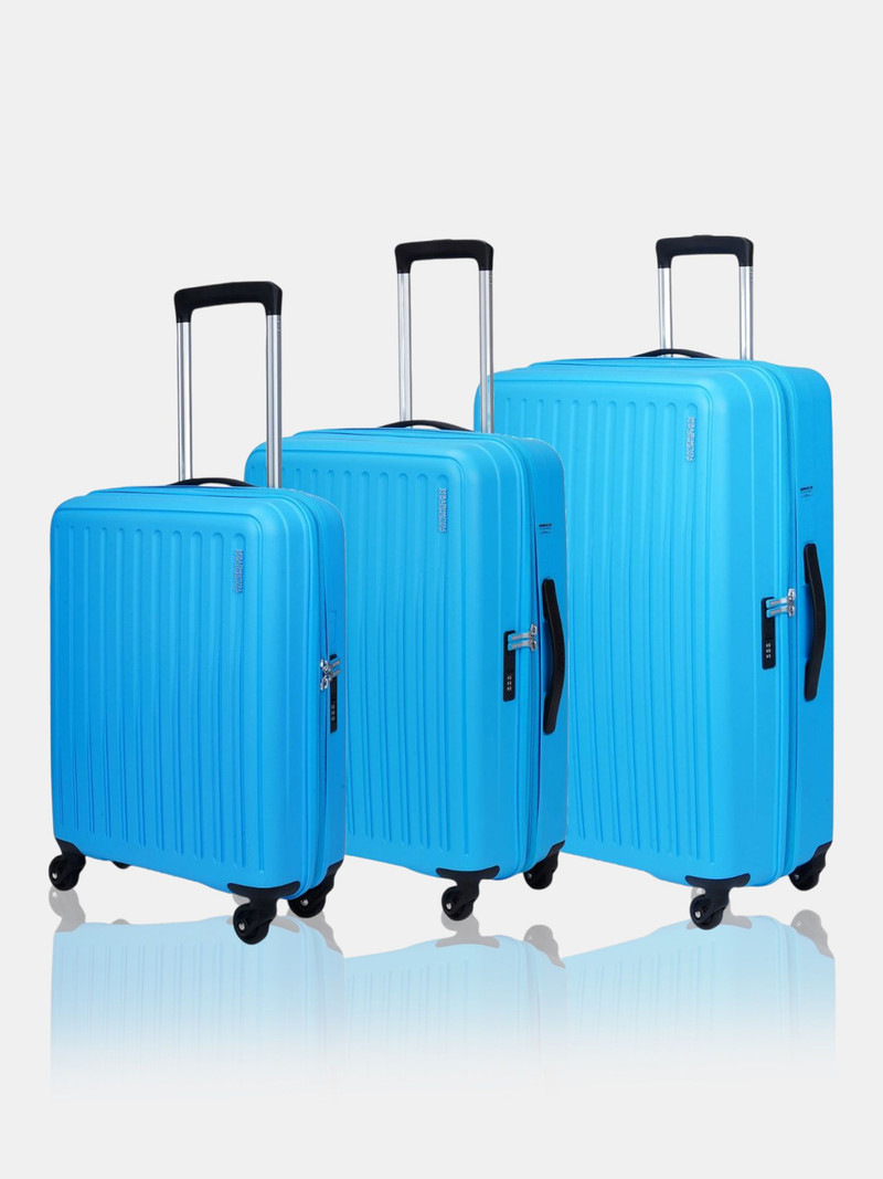American Tourister AMERICAN TOURISTER Hard Body Set of 3 Luggage 4 Wheels - Combination Lock-BrandonNxt(Small51 Cm|Medium67 Cm|Large 77Cm) - Blue, Black