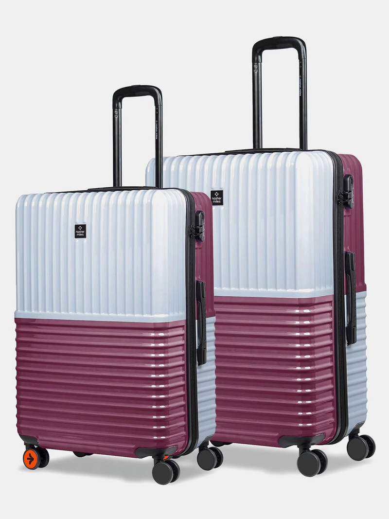 Nasher Miles NASHER MILES Hard Body Set of 2 Luggage 8 Wheels - Hard-sided Polycarbonate Set of 2 (Medium 65cm | Large 75cm) - Gold, Silver