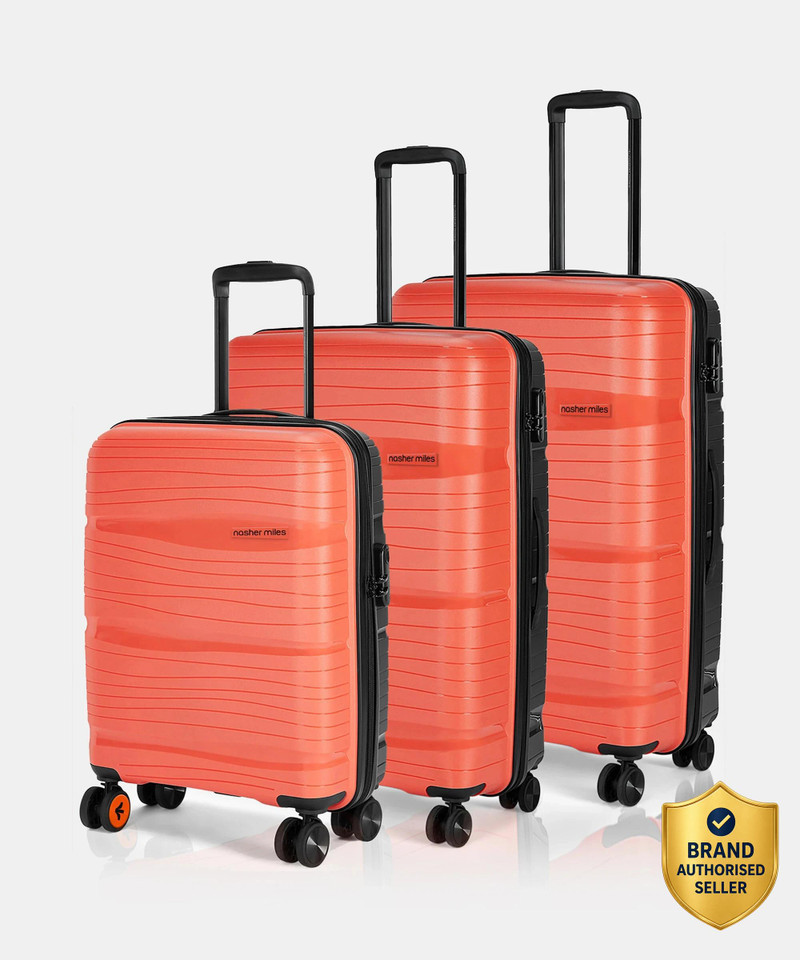 Nasher Miles NASHER MILES Nicobar Dual Tone Polypropylene Set of 3 Trolley Bags (55, 65 & 75 cm) Check-in Suitcase 8 Wheels - 28 inch