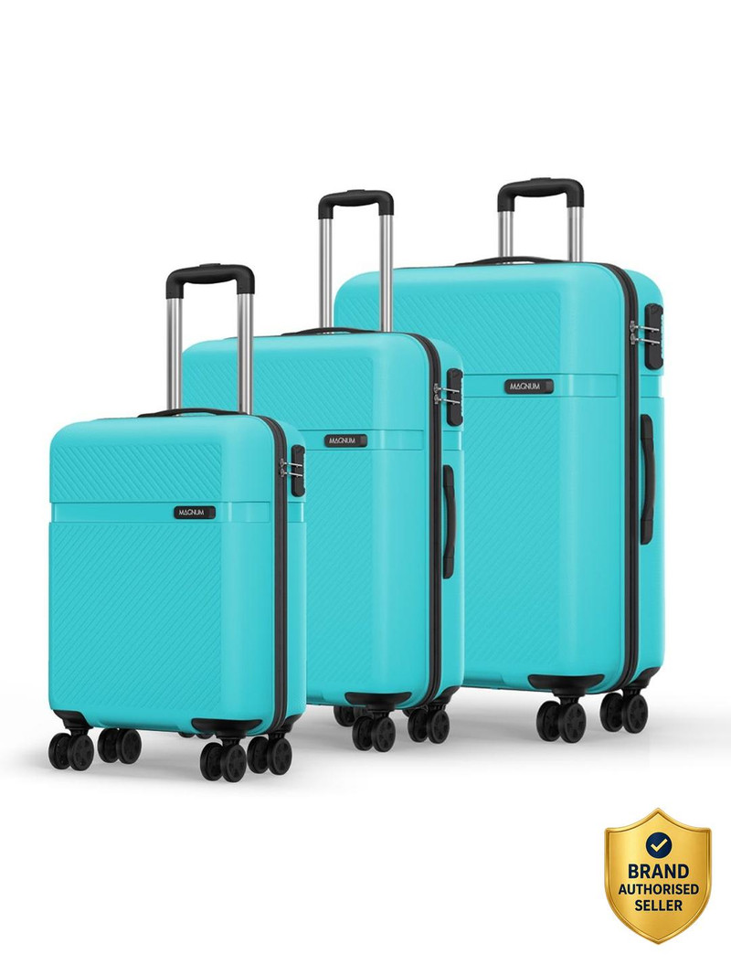 safari hard body set of 3 luggage 8 wheels - magnum fury set of 3 (small 55cm | medium 65cm | large 75cm) 4w - teal