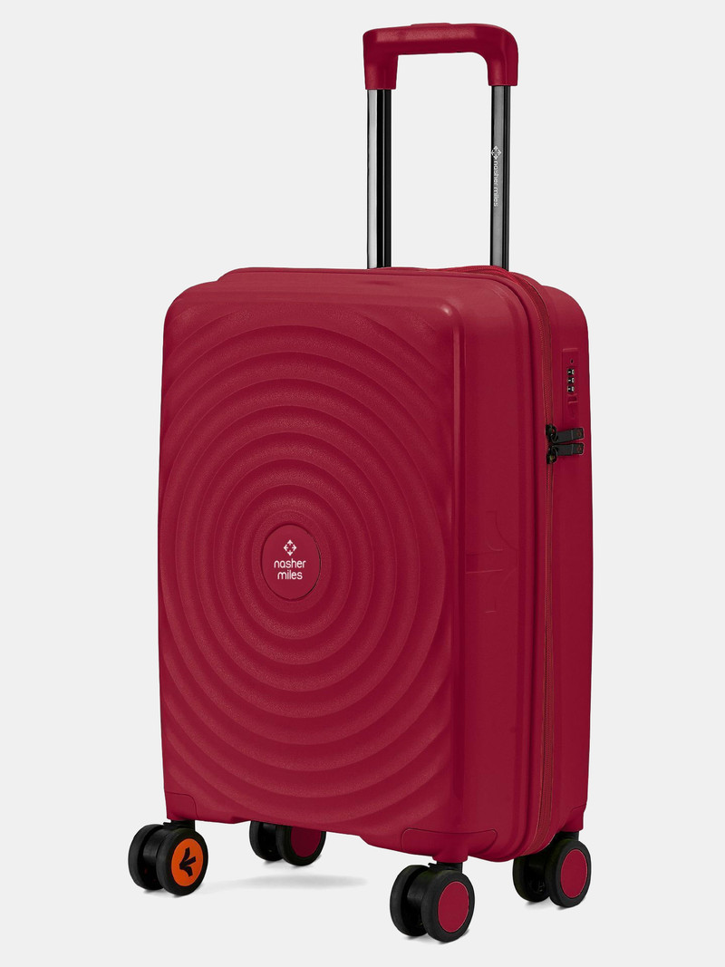 Nasher Miles NASHER MILES Small Cabin Suitcase (55 cm) 8 Wheels - Goa Polypropylene Hard-Sided 20 inch Spinner Trolley Bag for Travel & Business - Maroon