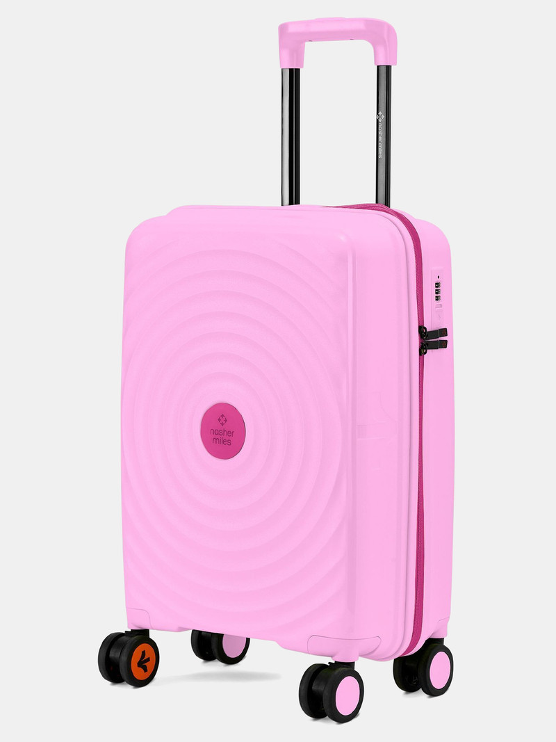 Nasher Miles NASHER MILES Small Cabin Suitcase (55 cm) 8 Wheels - Goa Polypropylene Hard-Sided 20 inch Spinner Trolley Bag for Travel & Business - Pink