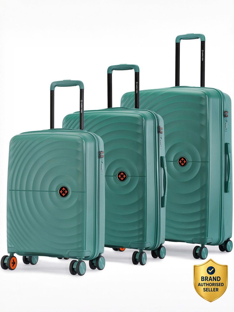 Nasher Miles NASHER MILES Seattle Hard-Sided Polypropylene Luggage Dark Green TrolleyBag(55,65&75cm) Cabin & Check-in Set 8 Wheels - 28 inch