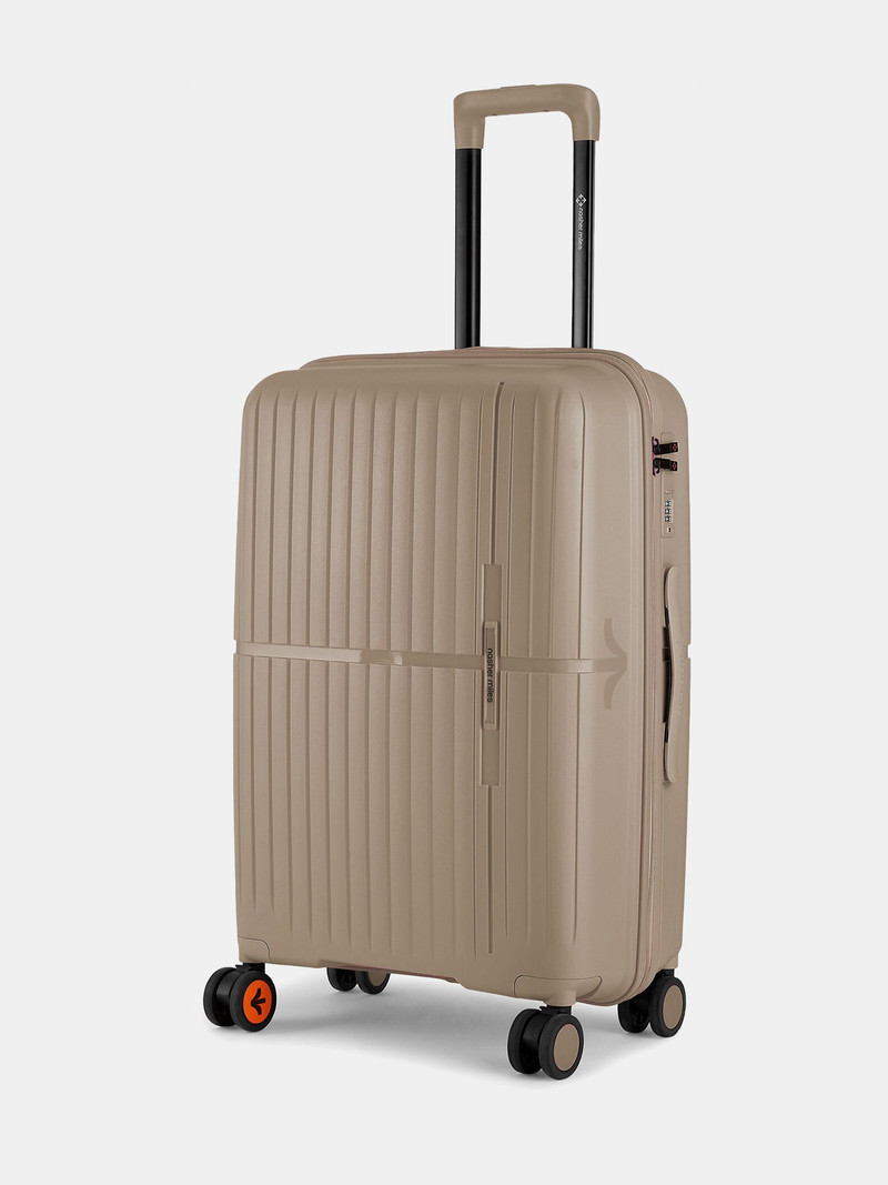 Nasher Miles NASHER MILES Medium Check-in Suitcase (65 cm) 8 Wheels - Hard-Sided Polypropylene Luggage Champagne 65cm Trolley Bag - Khaki
