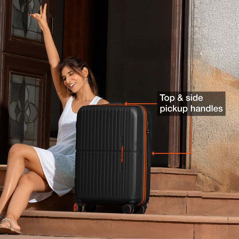 NASHER MILES 3-Piece 8-Wheel Polypropylene Luggage Set - Black - Image 6