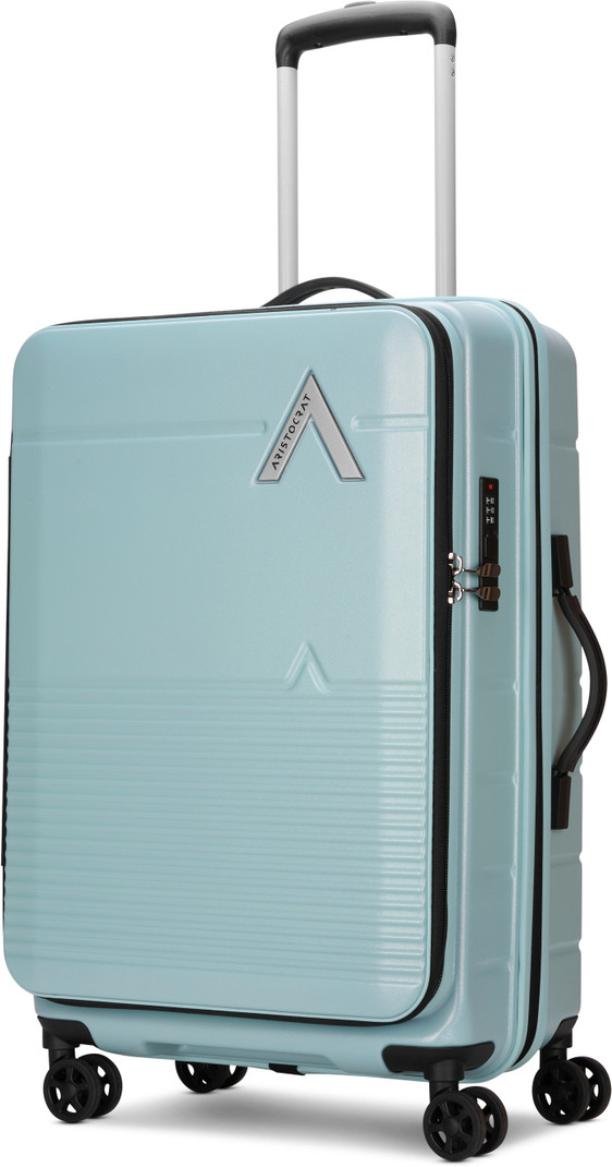 ARISTOCRAT Medium Check-in Suitcase (66 cm) 8 Wheels - Orbit Plus Hard Side Laptop Compartment Trolley Bag With Combination Lock - Blue