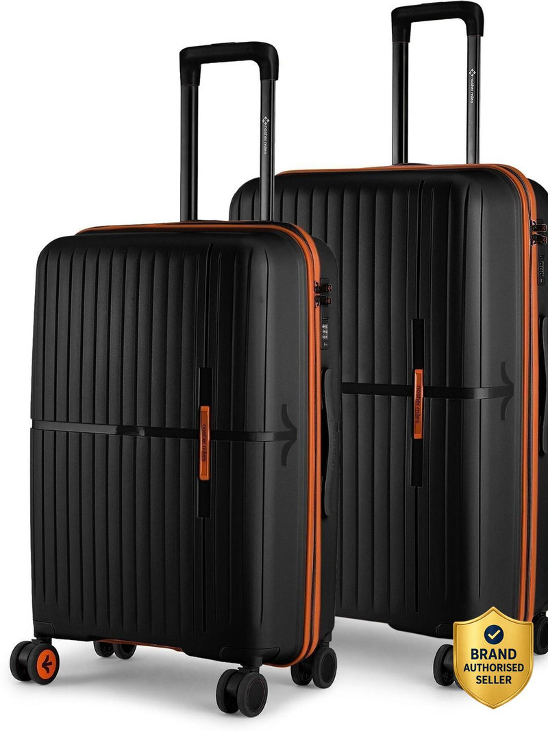 Nasher Miles NASHER MILES Springfield Hard-Sided Polypropylene Check-in Luggage Black 65cm Trolley Bag Check-in Suitcase 8 Wheels - 24 inch