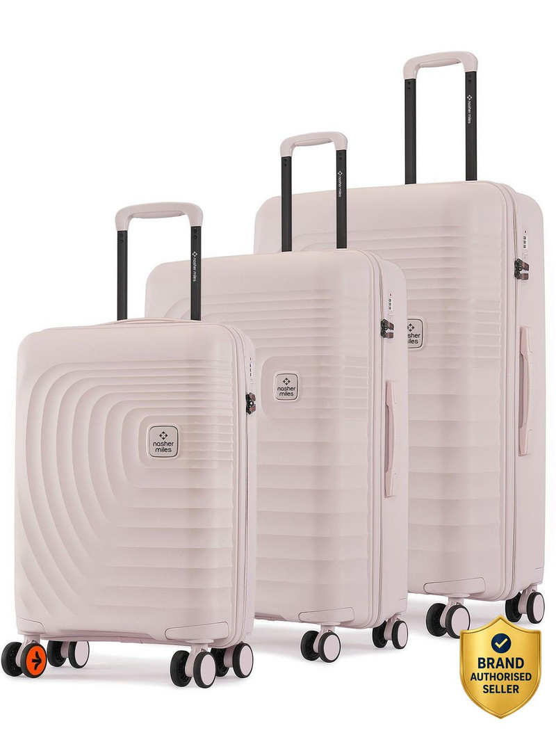 Nasher Miles NASHER MILES Boston Hard-Sided Polypropylene Luggage Set of 3 Grey Trolley Bag(55, 65 & 75cm) Cabin & Check-in Set 8 Wheels - 28 inch