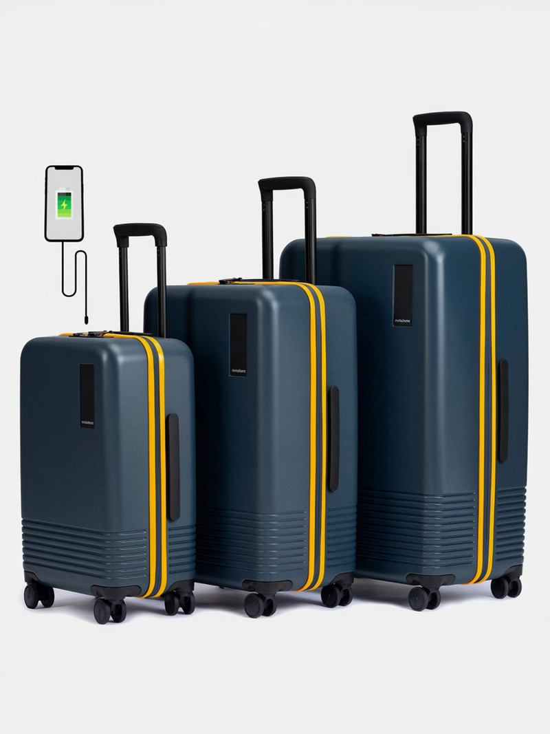Mokobara Mokobara Hard Body Set of 3 Luggage 8 Wheels - The Set of 3 Luggage (Small 57.8cm | Medium 68.5 | Large 79cm ) - Blue