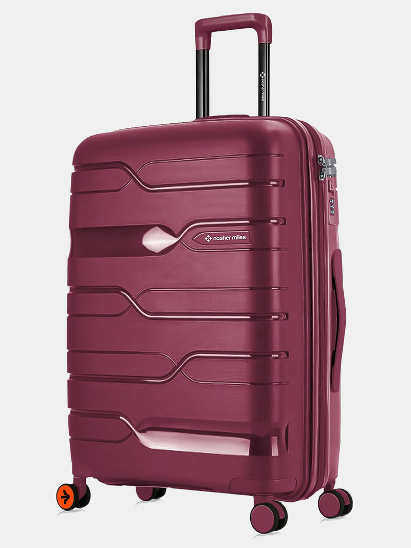 Nasher Miles NASHER MILES Large Check-in Suitcase (75 cm) 8 Wheels - Paris Polypropylene 28 inch Hard-Sided Spinner Trolley Bag for Travel & Business - Maroon