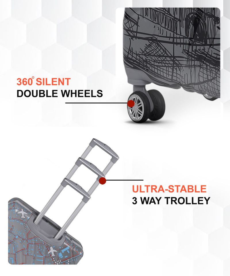 FALKON Small Cabin Suitcase 8 Wheels - Grey - Image 6