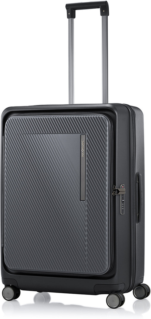 Samsonite SAMSONITE Medium Check-in Suitcase (68 cm) 8 Wheels - Front Opening 68 Cms Polycarbonate Hardsided Medium Check-In Trolley Bag - Grey