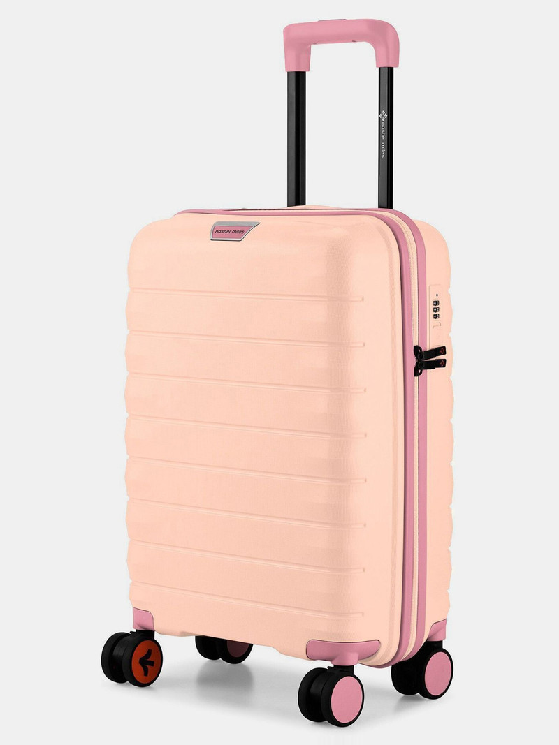 Nasher Miles NASHER MILES Small Cabin Suitcase (55 cm) 8 Wheels - Salzburg Hard-Sided Polypropylene Cabin Luggage 20inch Trolley Bag for Travel - Beige, Pink