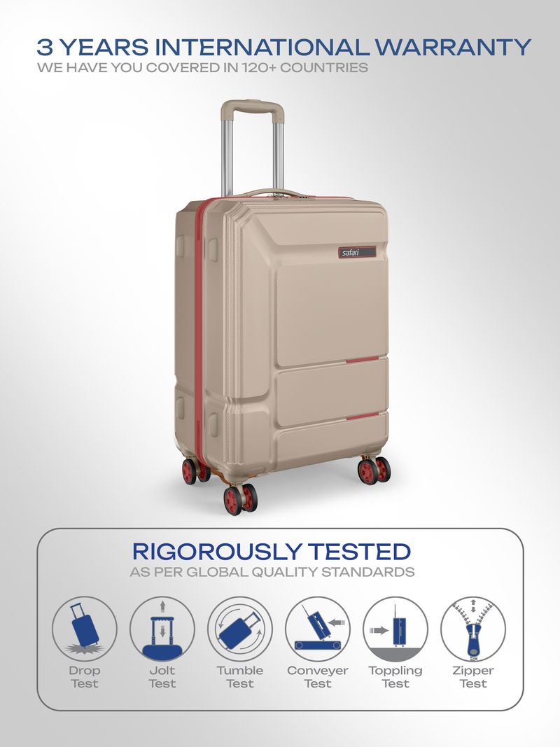 Safari Squadron 3-Piece Luggage Set 8 Wheels Beige - Image 6