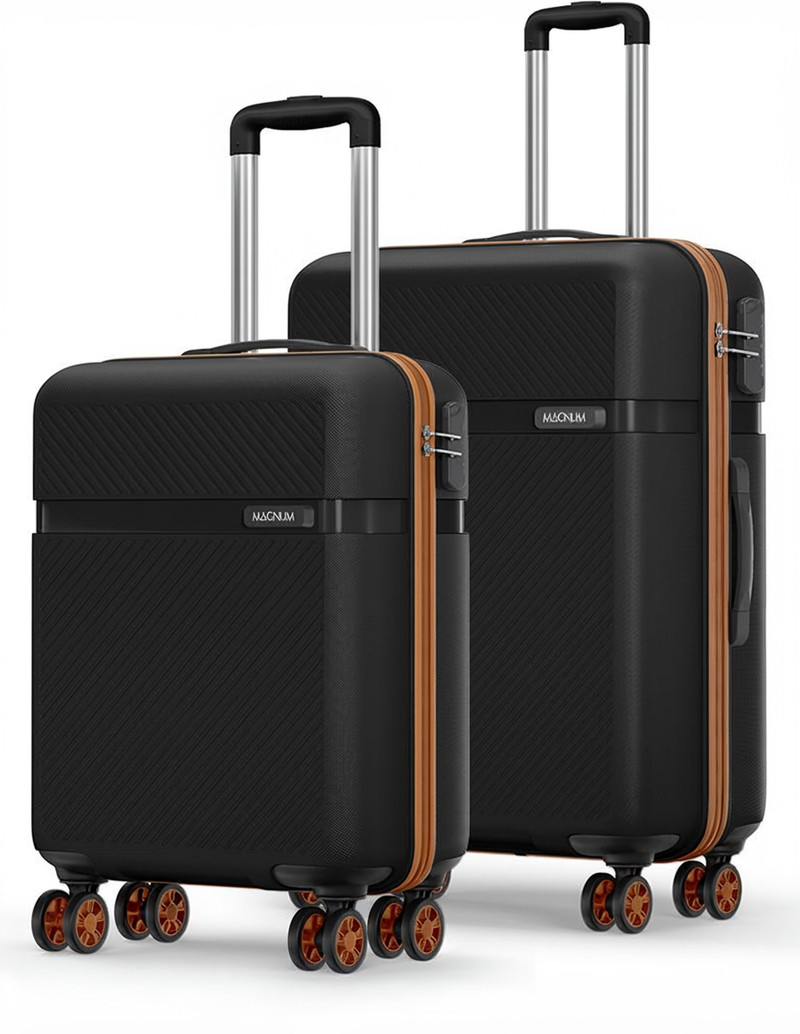 Safari SAFARI Hard Body Set of 2 Luggage 8 Wheels - Fury 5566 4W Black Tan - Black