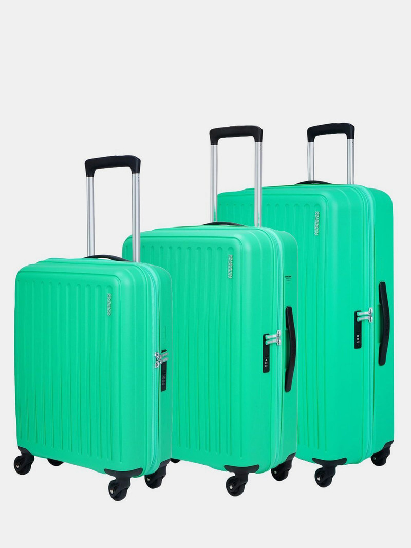 American Tourister AMERICAN TOURISTER Hard Body Set of 3 Luggage 4 Wheels - Combination Lock-BrandonNxt(Small51 Cm|Medium67 Cm|Large 77Cm) - Green