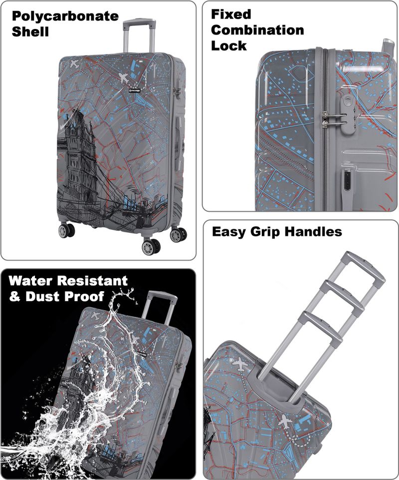 FALKON Small Cabin Suitcase 8 Wheels - Grey - Image 3