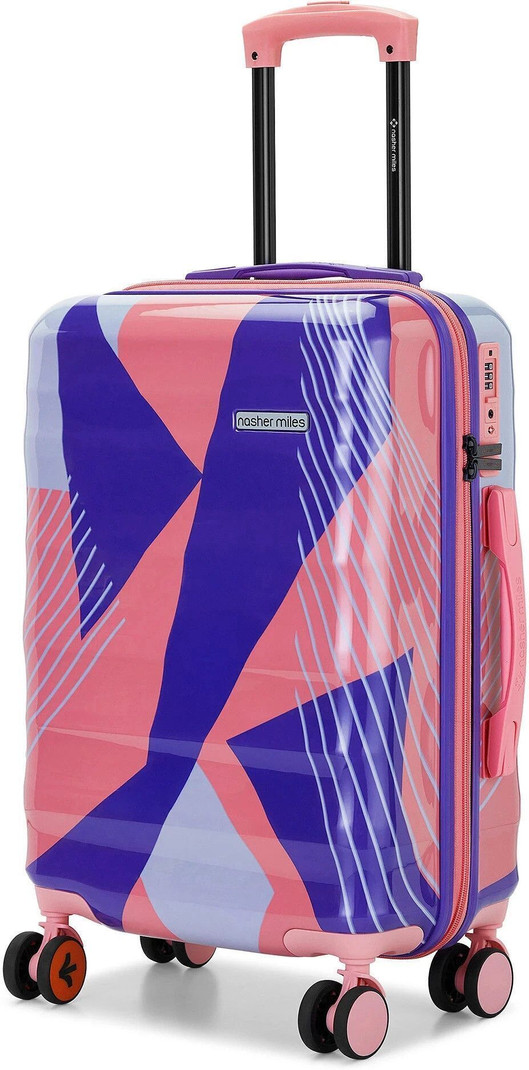 Nasher Miles NASHER MILES Small Cabin Suitcase (55 cm) 8 Wheels - Chicao Hard-Sided Polycarbonate Printed Cabin Pink Grey 55cm Trolley Bag - Pink